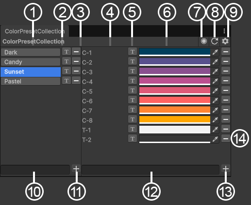 Preset Collection Window: Colors